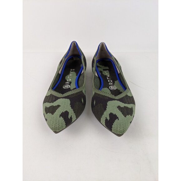 ROTHYS Ballet Flat Womens Size 9 Green Camo Pointed Toe Slip On Shoes Points - Picture 2 of 11